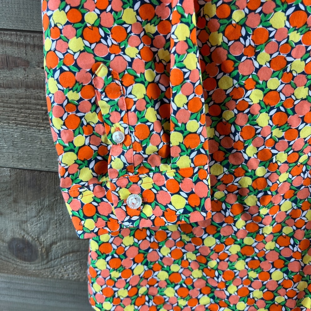 Lands End Womens Shirt 3/4 Sleeve Button Up Fruit Citrus No iron Supima Size 4P - Picture 5 of 8